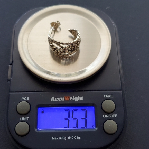 ISRAEL LIRM Sterling Woven J-Shaped Post Earrings - Picture 11 of 11